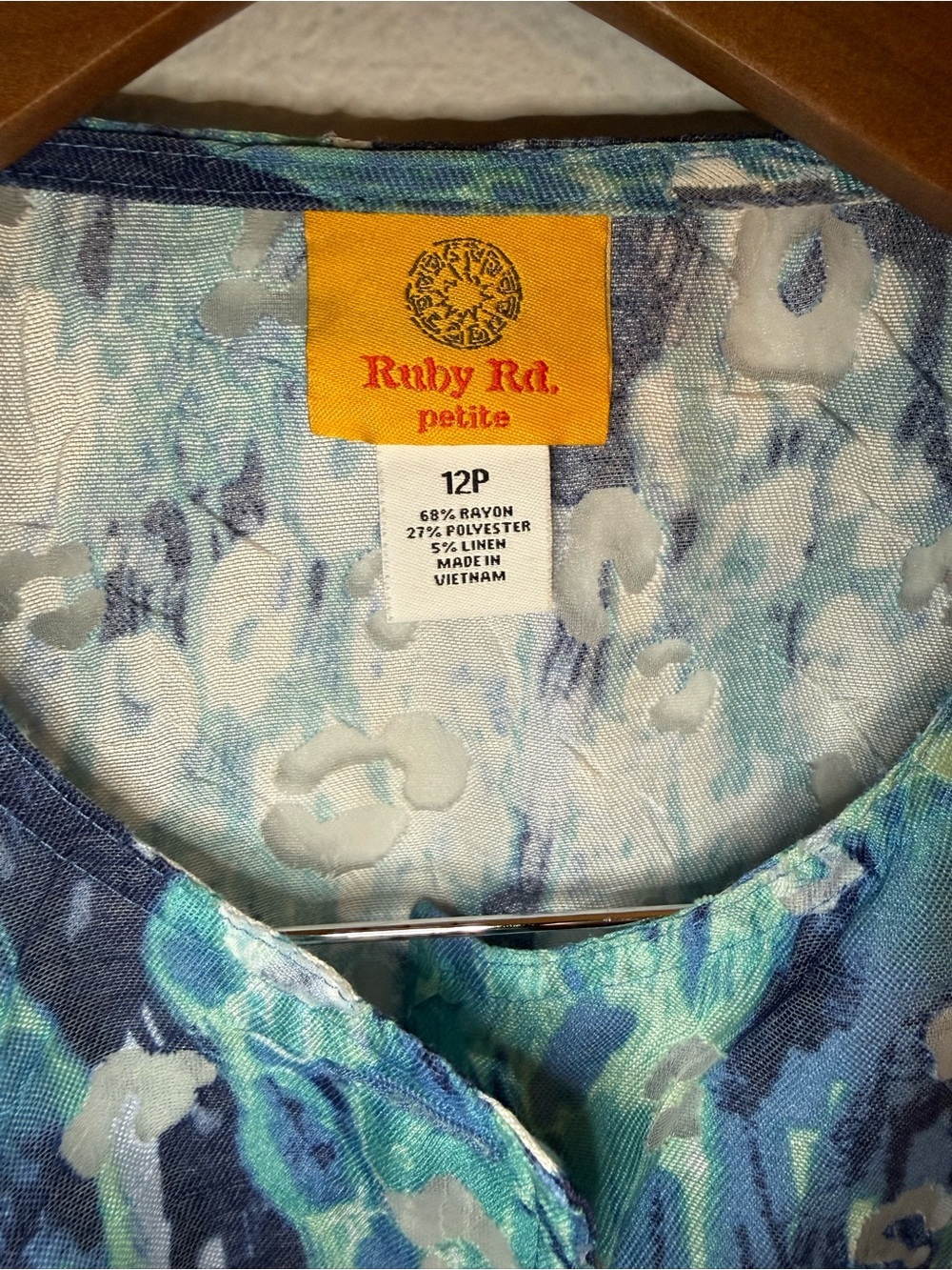 Ruby Rd. Blue Green Multi-Print Button Front Blazer - Picture 7 of 8